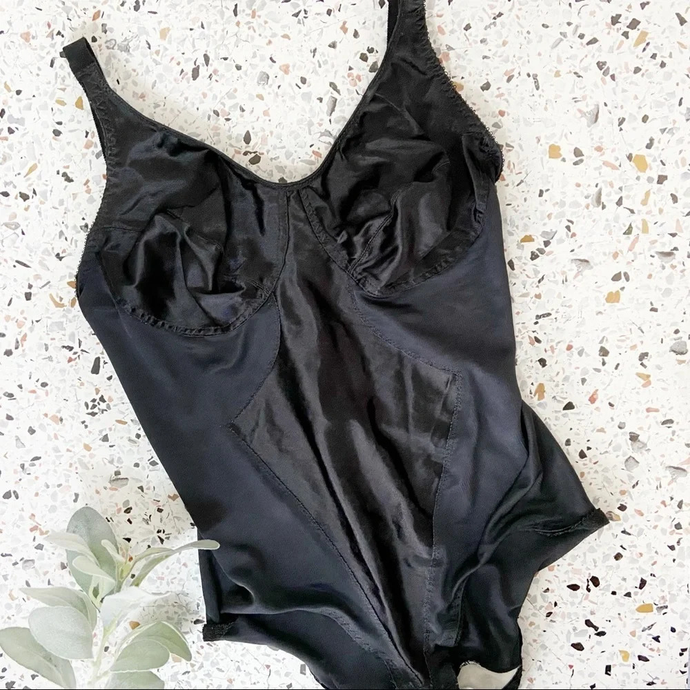 Honors Vintage Black Mesh Discrete Floral Soft Cup Bodysuit 36D Romantic - Picture 2 of 14